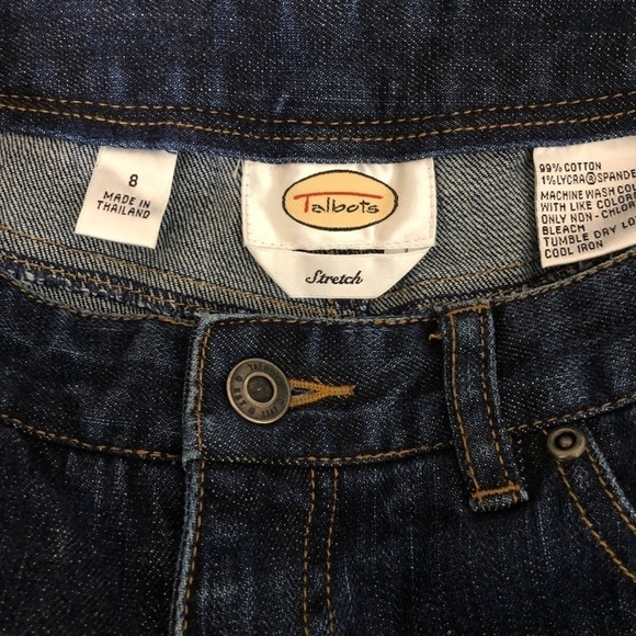 Talbots Petite Stretch High Rise Bootcut Wide Leg Jeans Dark Wash Denim - Size 8 - Picture 4 of 4